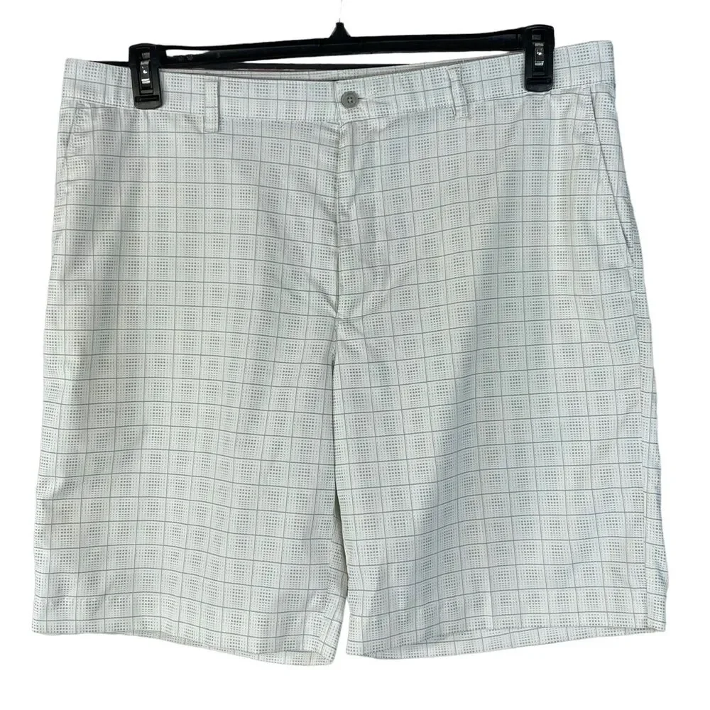 PGA Tour Mens SZ 40 Casual Golf Shorts Pockets Quick-Dry Zip-Fly Geometric White